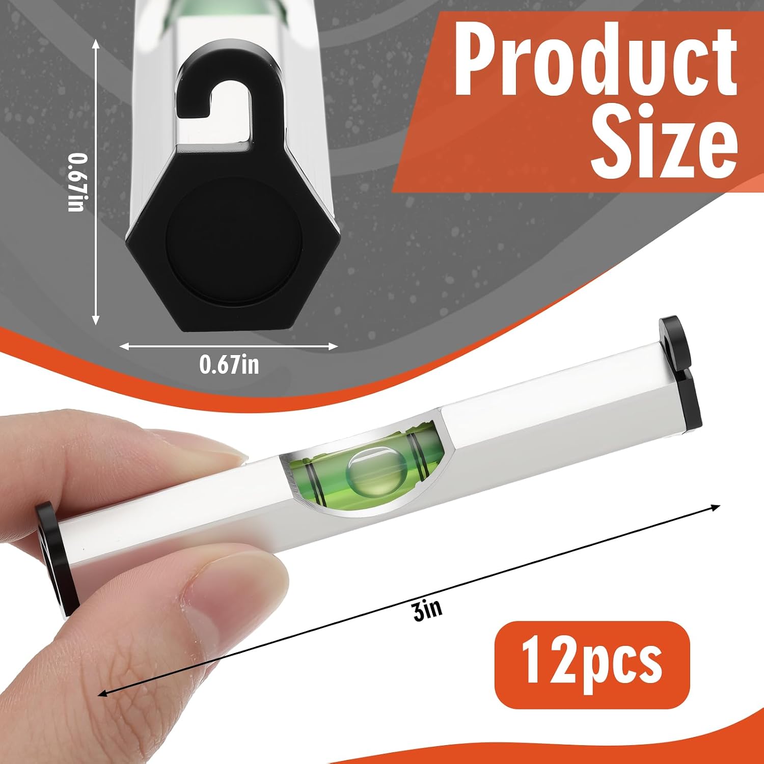 12 Pcs Aluminum String Line Level, 3 in Hanging Bubble String Line Level, Mini Leveler Levels Measuring Layout Tools