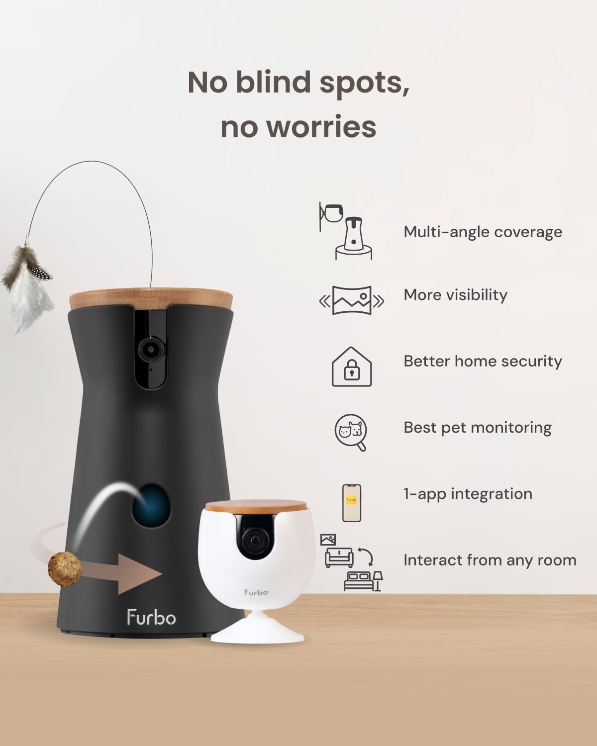 360° Cat Camera + Mini [New Subscription Required at Setup] 2-Camera Bundle Nanny Subscription: Cat Safety & Home