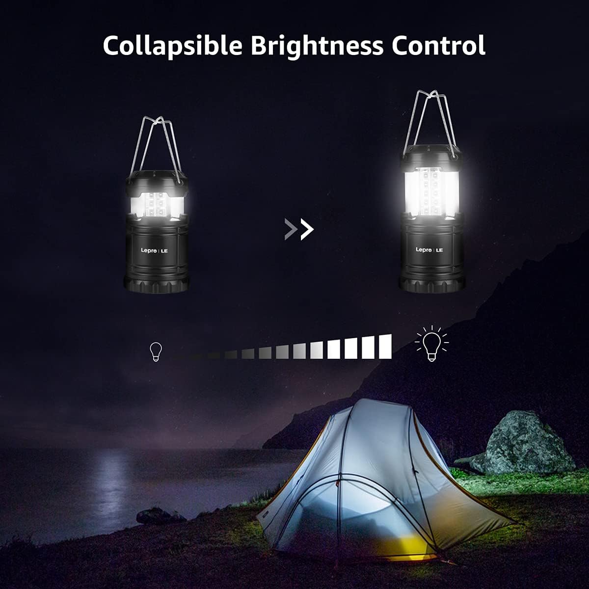 LED Camping Lanterns Battery Powered, Collapsible, IPX4 Water Resistant, Outdoor Portable Lights for Emergency