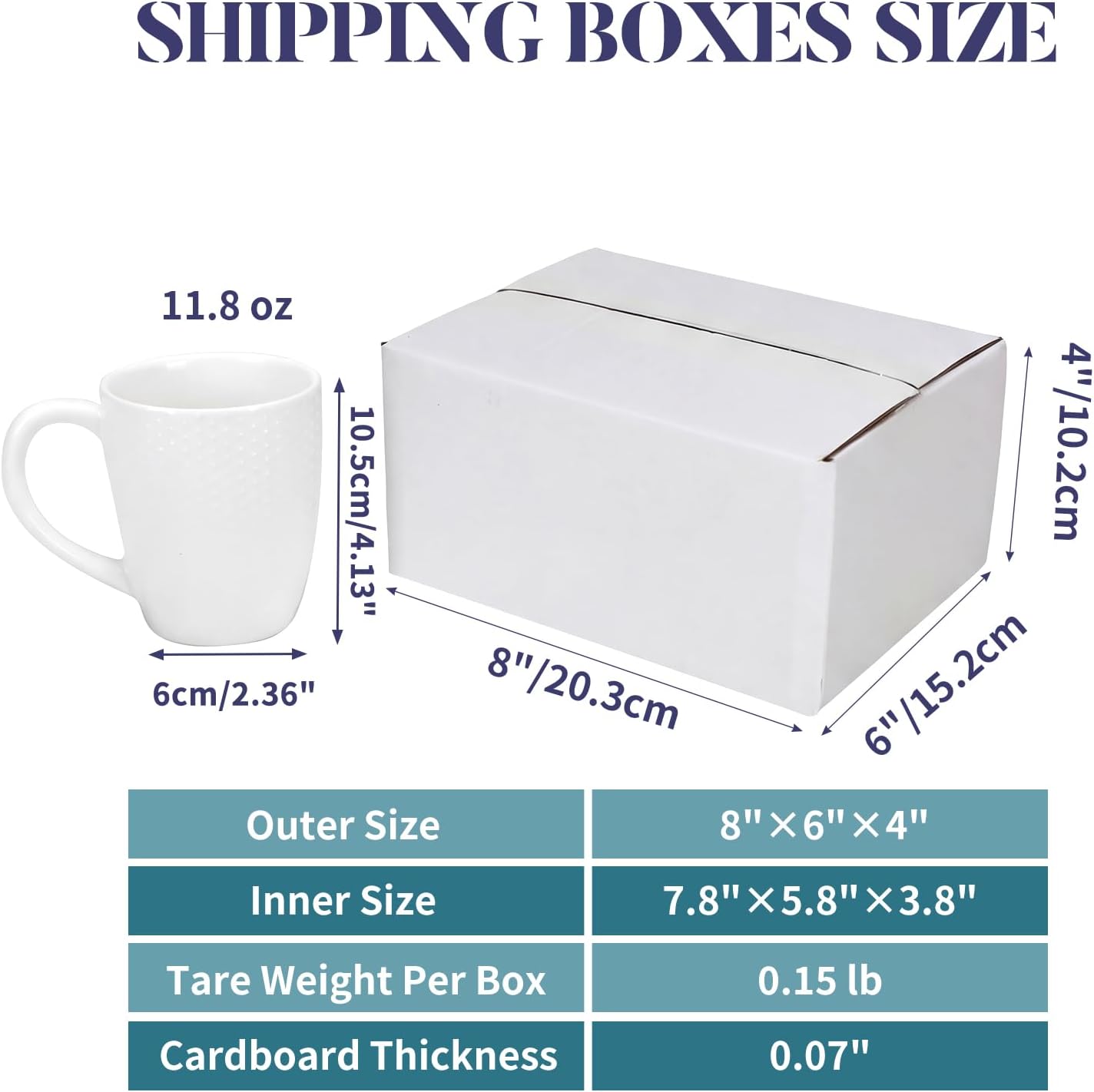 Small Shipping Boxes 8x6x4 Set of 6 | White Corrugated Cardboard, Box for Packaging Small Business Mailing Moving