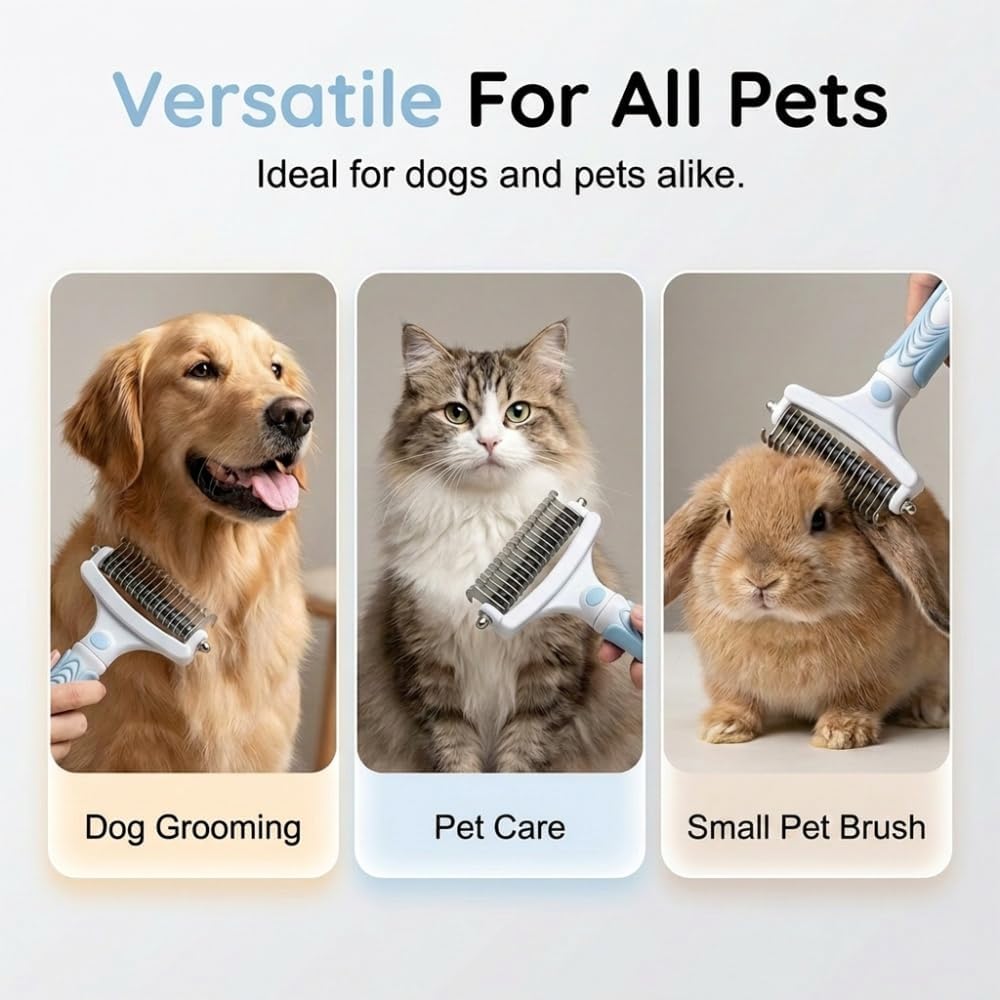 Dog Nail File with Double Sided Deshedding Brush for Dogs & Cats, Dog Nail File Scratch Board Replaceable Sandpaper