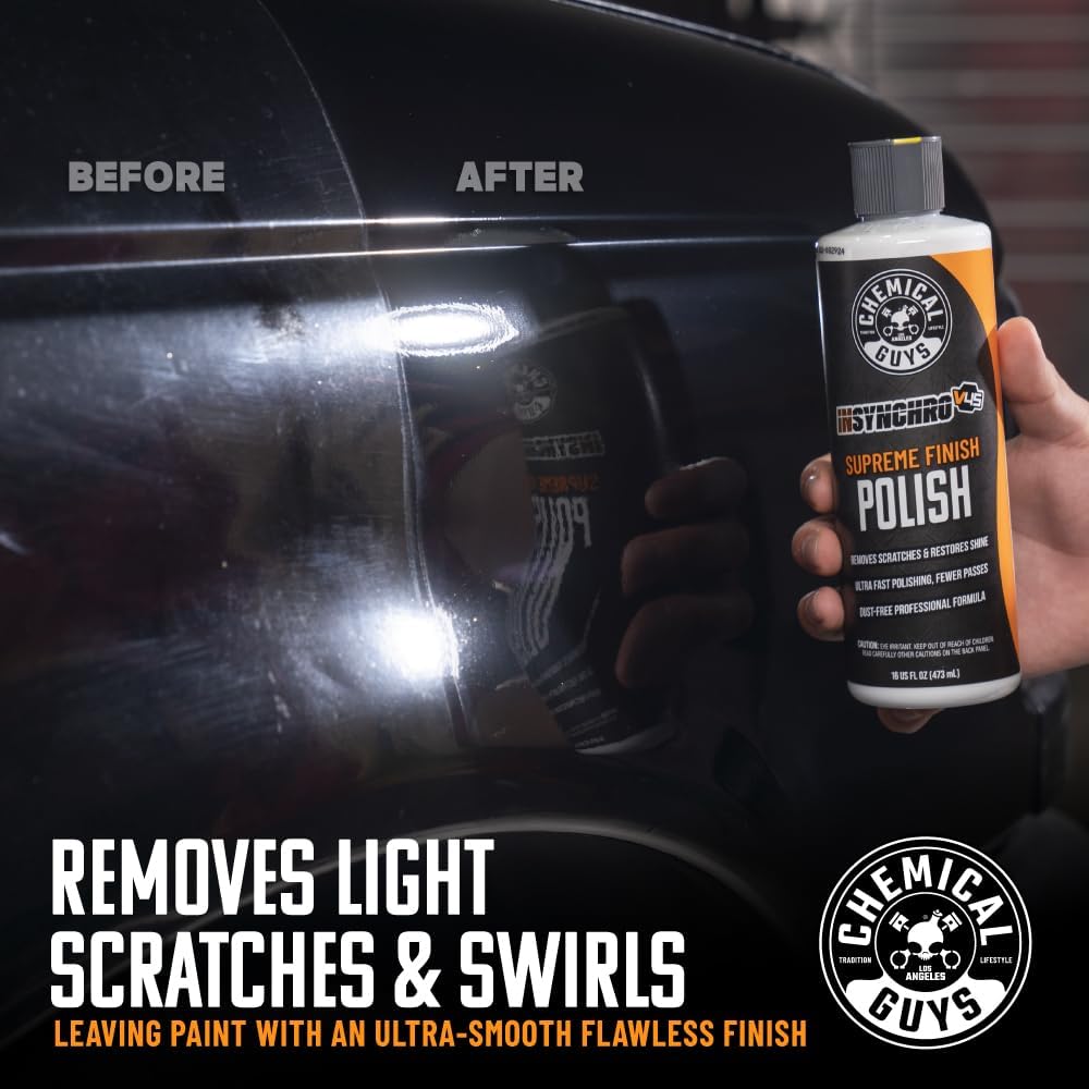 InSynchro V45 Medium Cut Car Polish for Paint Defects, 16 oz | Medium-cut polish refines light scratches, swirls and