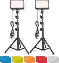 LED Video Light Kit, 2Pcs Dimmable Continuous Portable Photography Lighting with Adjustable Tripod Stand & 5 Color