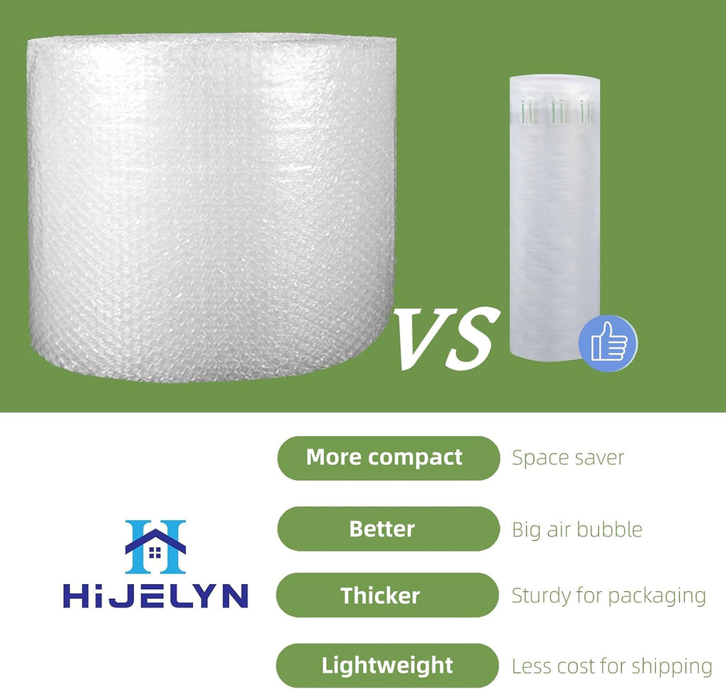Inflatable Bubble Cushioning Wrap Roll Heavy Duty Bottle Shipper Protector Sleeve 12"x164' Large Size Air Bubbles