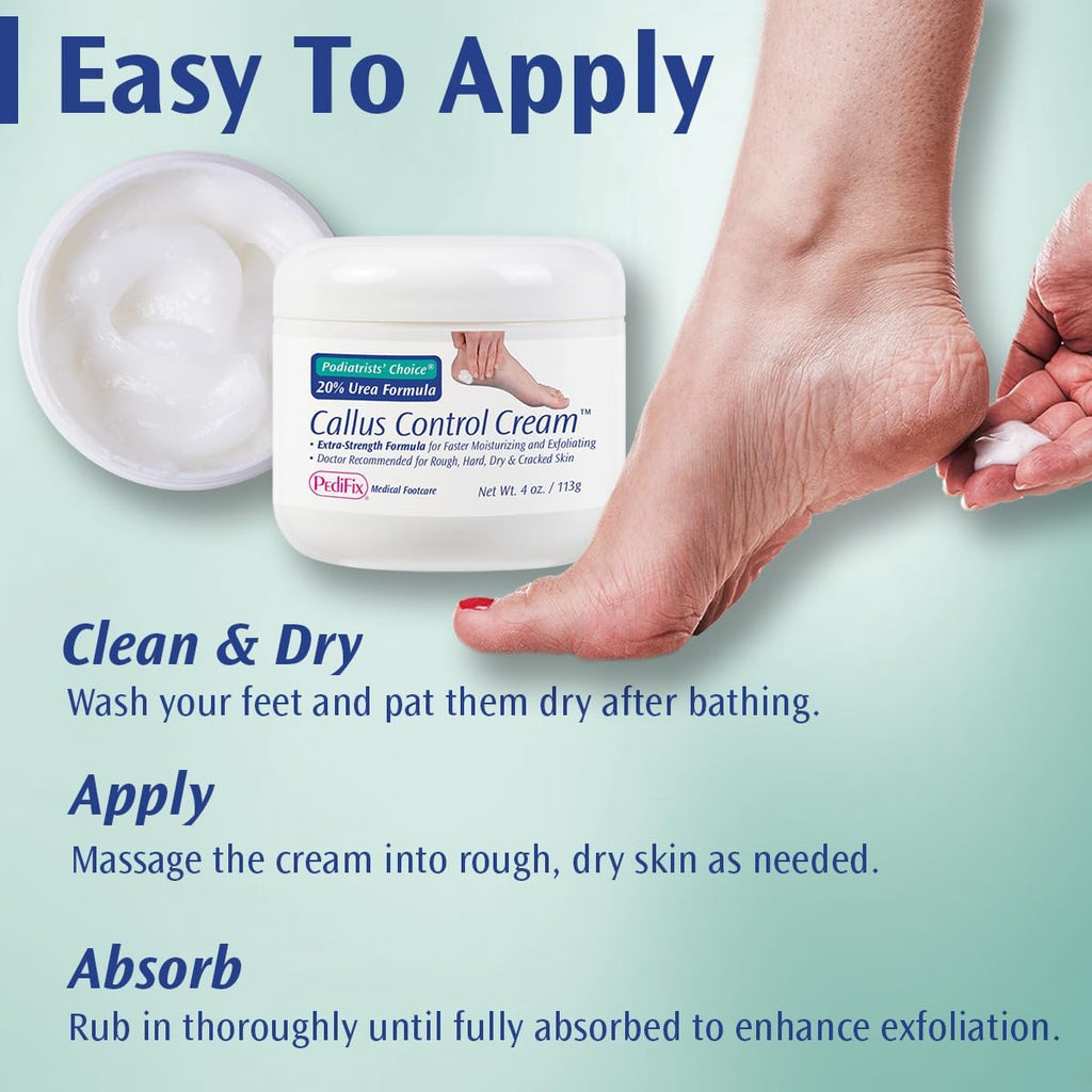 Podiatrists' Choice 20% Urea Callus Control Foot Cream, 4 oz | Extra-strength 20% urea exfoliates and moisturizes