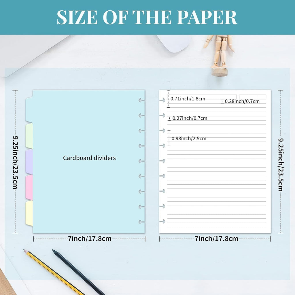 Discbound Refill Paper, Classic Size (7" x 9.25") Disc Paper Refill for Note-Taking System Discbound Planner Inserts