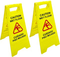 Caution Wet Floor Sign, Foldable Sturdy Bilingual Double-Sided Safety Warning Signs (Pack of 2)