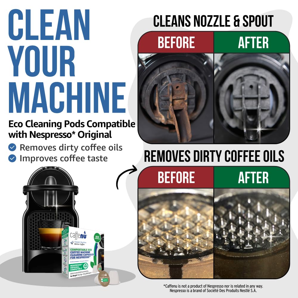 Caffenu Nespresso Original Line Compatible Eco Cleaning Pods, 5 Capsules