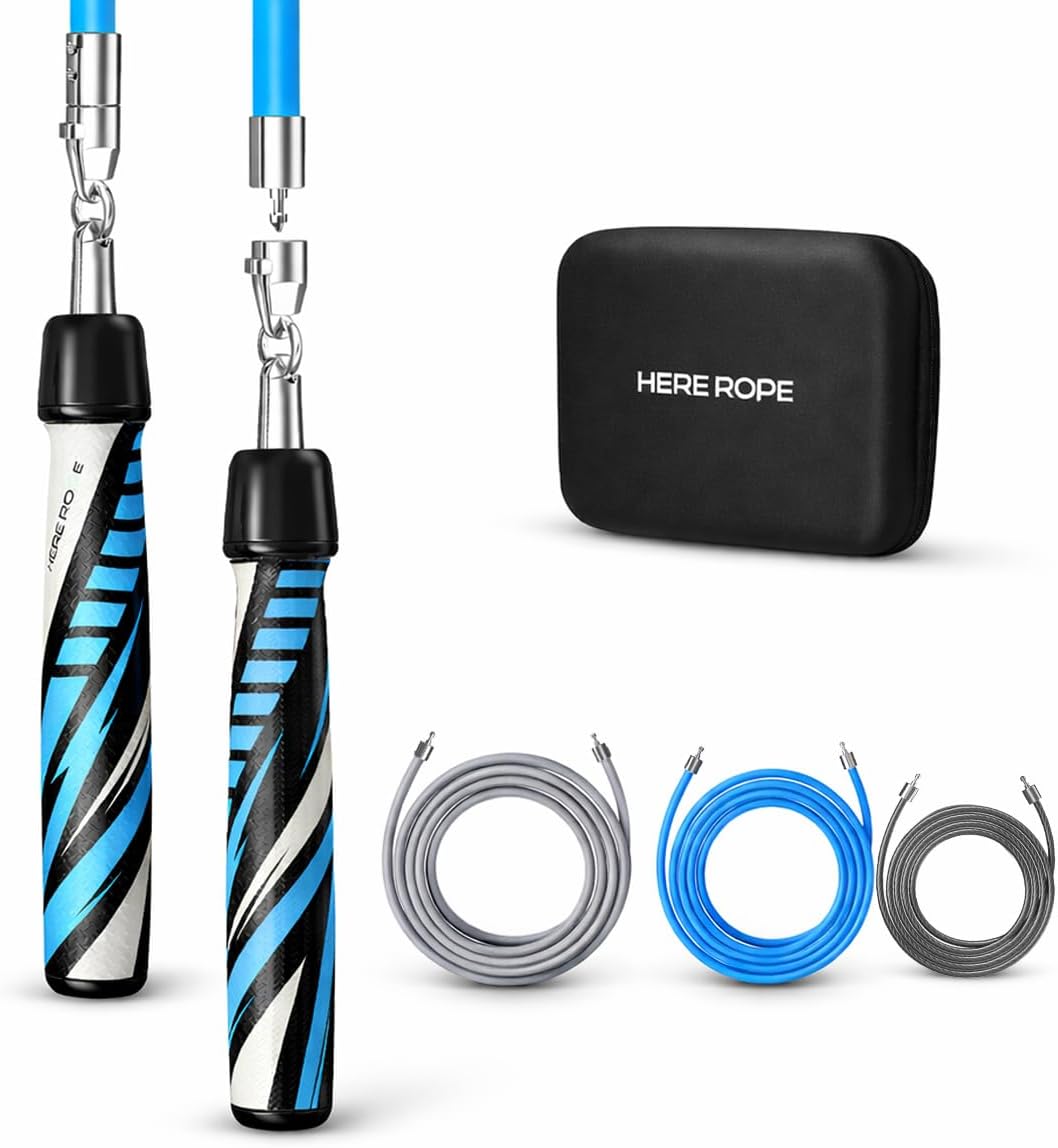 HEREROPE Weighted Jump Rope for Men Women Interchangeable 1/6lb 1/4lb 1/2lb Heavy Jump Rope- Adjustable Length