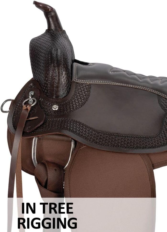 Leather-Cordura Western Trail Saddle II | Lightweight Comfort | Easy-Care Synthetic Skirt | Tooled Leather Pommel |