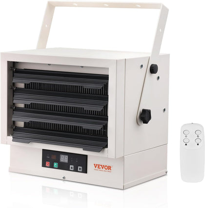 Electric Garage Heater, 5000 Watt Digital Fan Forced Wall Ceiling Mount Shop Heater, Remote Control, Overheat