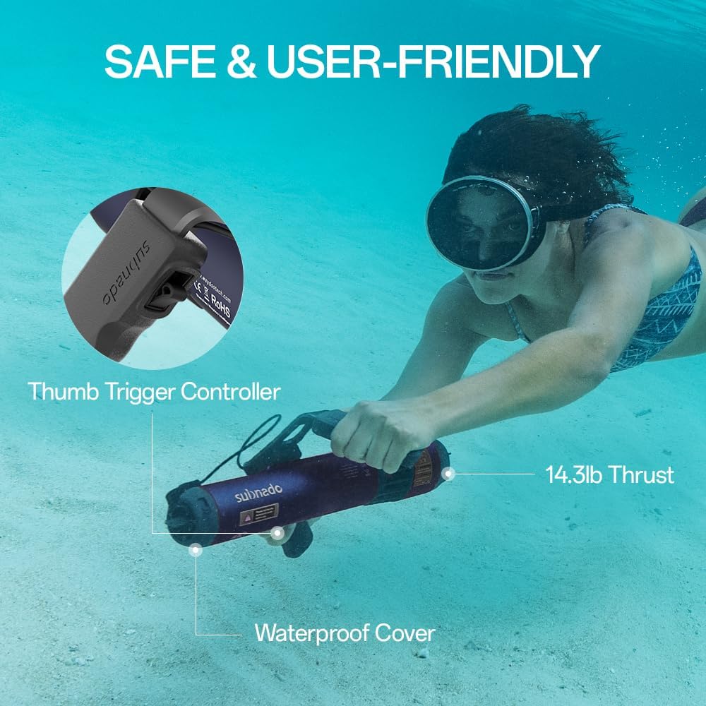 Subnado Underwater Scooter Lite, Water Sports Diving Scooter with Removable Handle, Compact and Portable Water