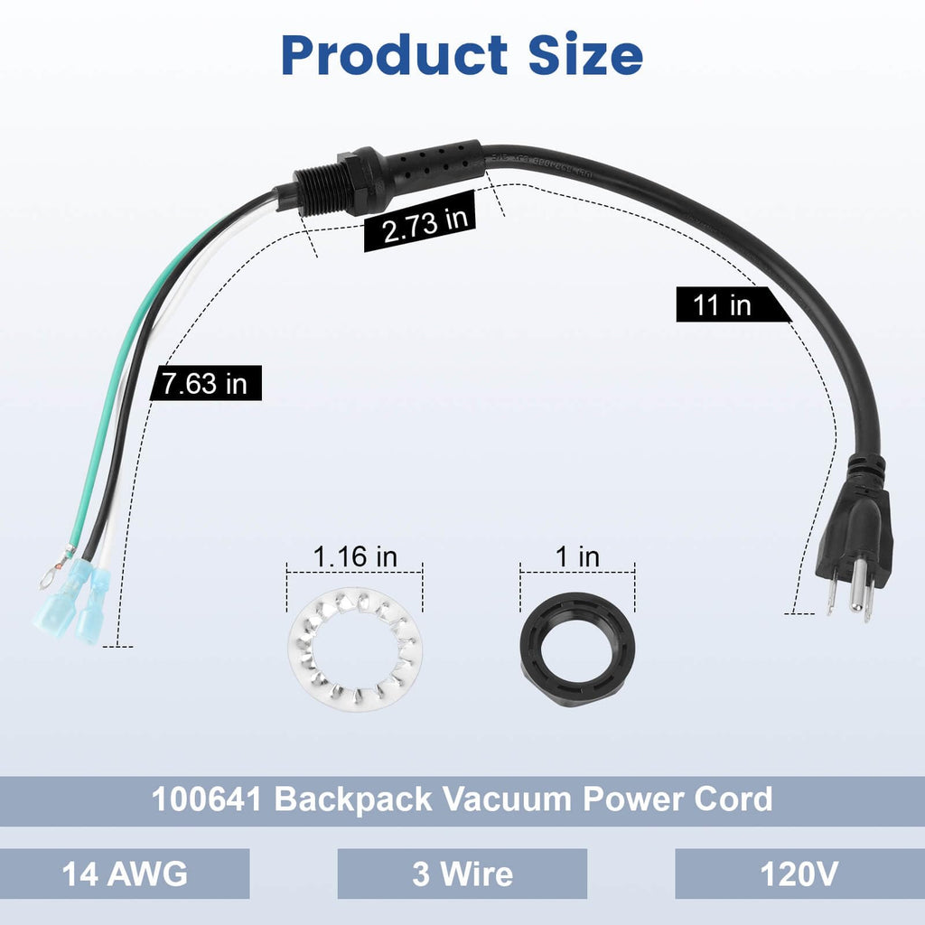 100641 Power Cord Replacement for ProTeam Backpack Vacuum