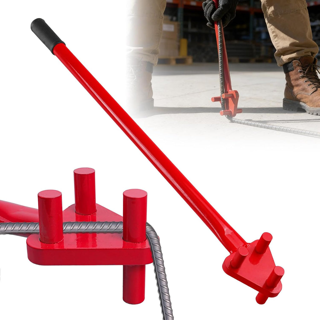 Manual Rebar Bender Tool | for 5/8" Bar Reverse Head, Labor Saving Design, Solid Steel Lever, Rebar Bending Tool