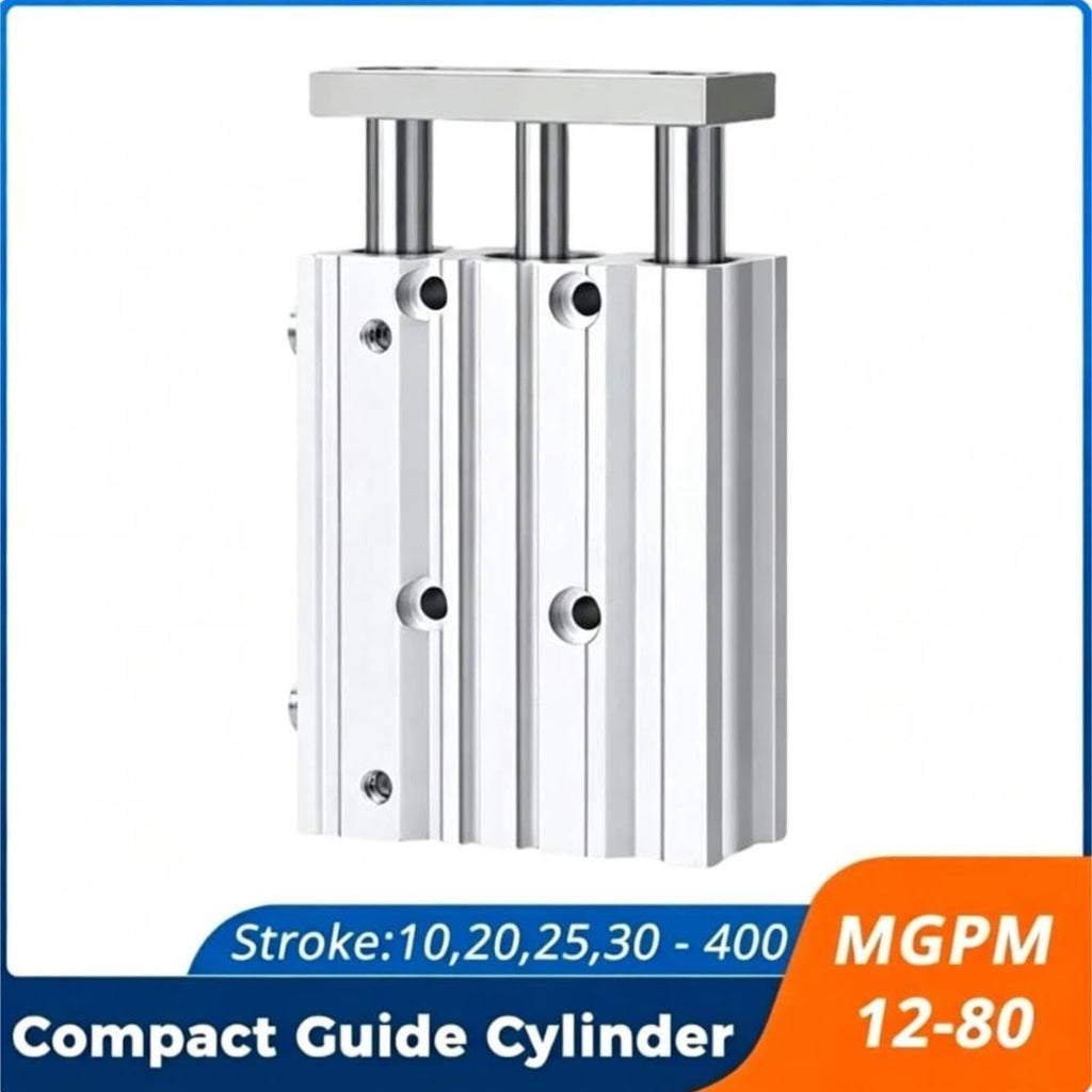 MGPM Compact Guide Air Cylinder, 12-50 Bore, Stroke 10-150 Pneumatic Cylinder(15mm Stroke,MGPM20)