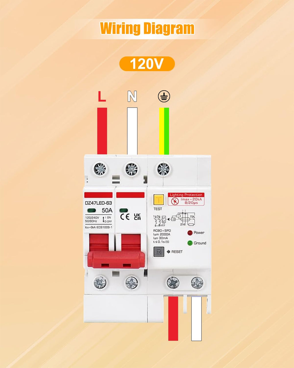50A GFCI SPA Panel Disconnect Switch with Surge Protection Circuit Breaker