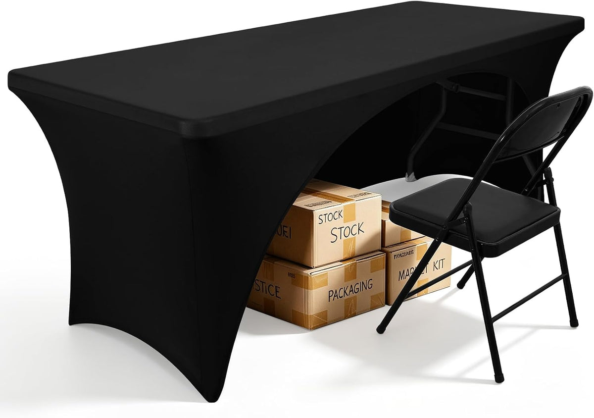 Open Back Spandex Table Cloth 6FT, One Side Elastic Fitted Tablecloth