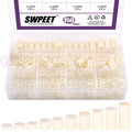 150Pcs Nylon Round Spacer Standoff Screw Nut Assortment Kit, Nylon PA66 Plastic Standoff OD 11mm and ID 6.2mm Length