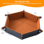 2 Pcs Portable Folding Dice Rolling Tray Set for RPG Table Games - PU Leather and Velvet Holder Storage Box