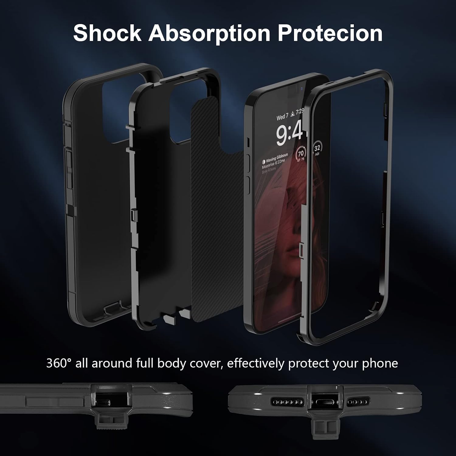 for iPhone 16e Case, Protective Cover for 13, 14, 15, 16E 6.1", Heavy Duty Shockproof Drop Proof 3 in 1 Silicone