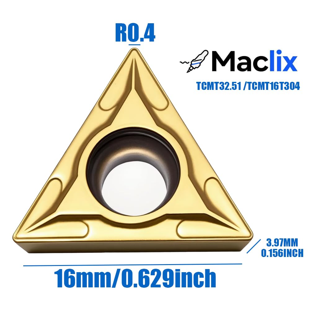 20pcs TCMT32.51 / TCMT16T304 Carbide Turning Inserts,TISIN Coating, Replacement Inserts for CNC Lathe,TCMT Inserts, for STFCR Turning Tool Holder