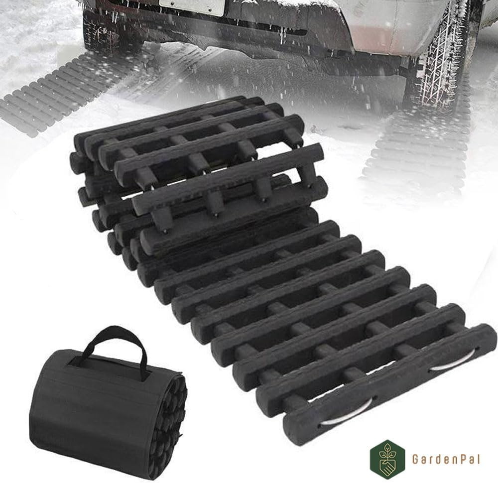 80CM 2PCS Tire Traction Mat, Portable Emergency Devices for Snow, Heavy-Duty Rubberized Emergency Car Recovery Snow