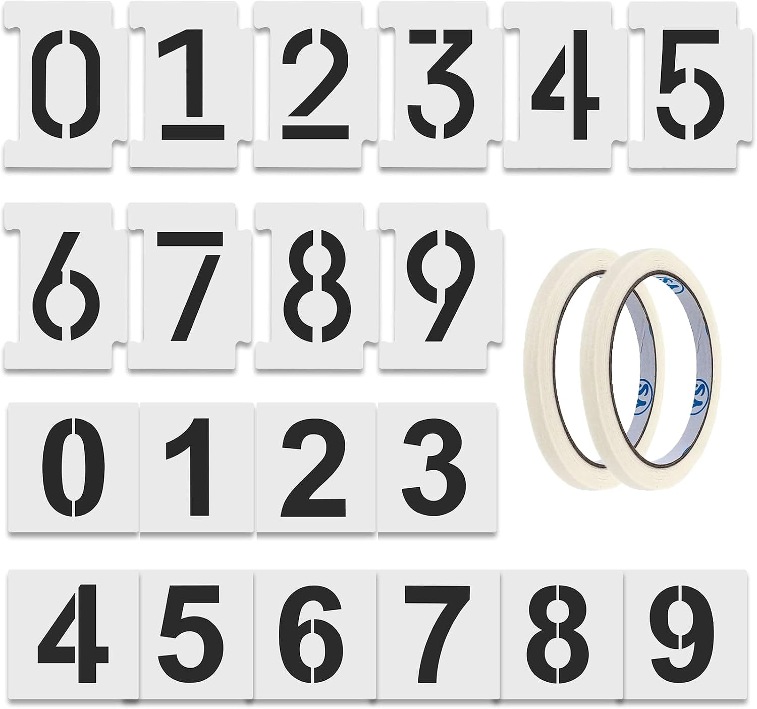 22 PCS Curb Number Painting Kit, Interlocking 0-9 Reusable Curb Stencil Kit for Address Painting, 4 inch & 3 inch 14