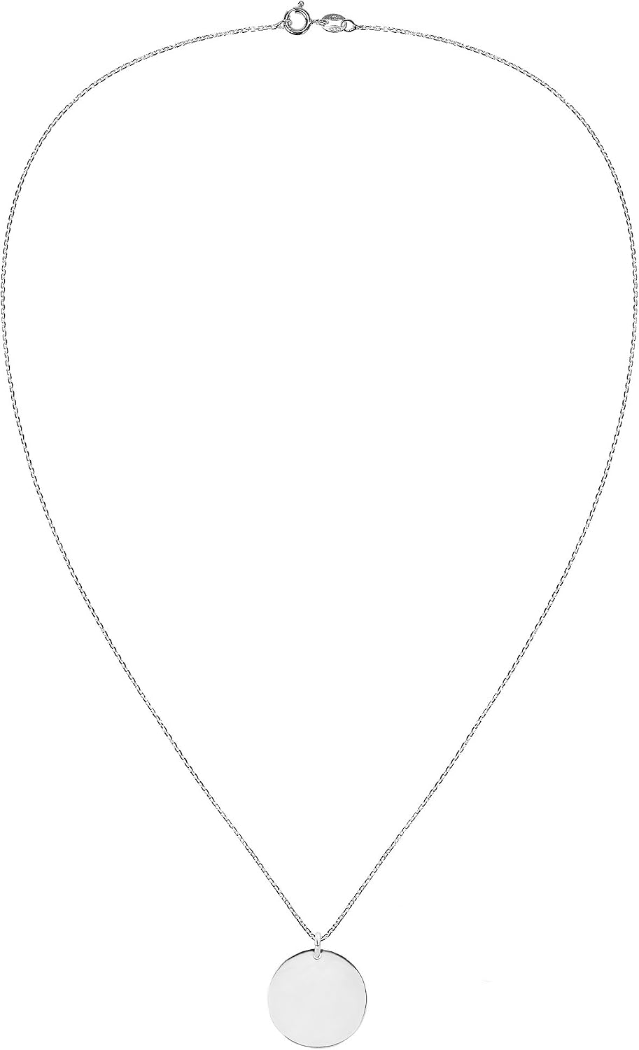 22mm .925 Sterling Silver Round Engravable Necklace | Customizable Silver Necklace for Women and Men | Sterling