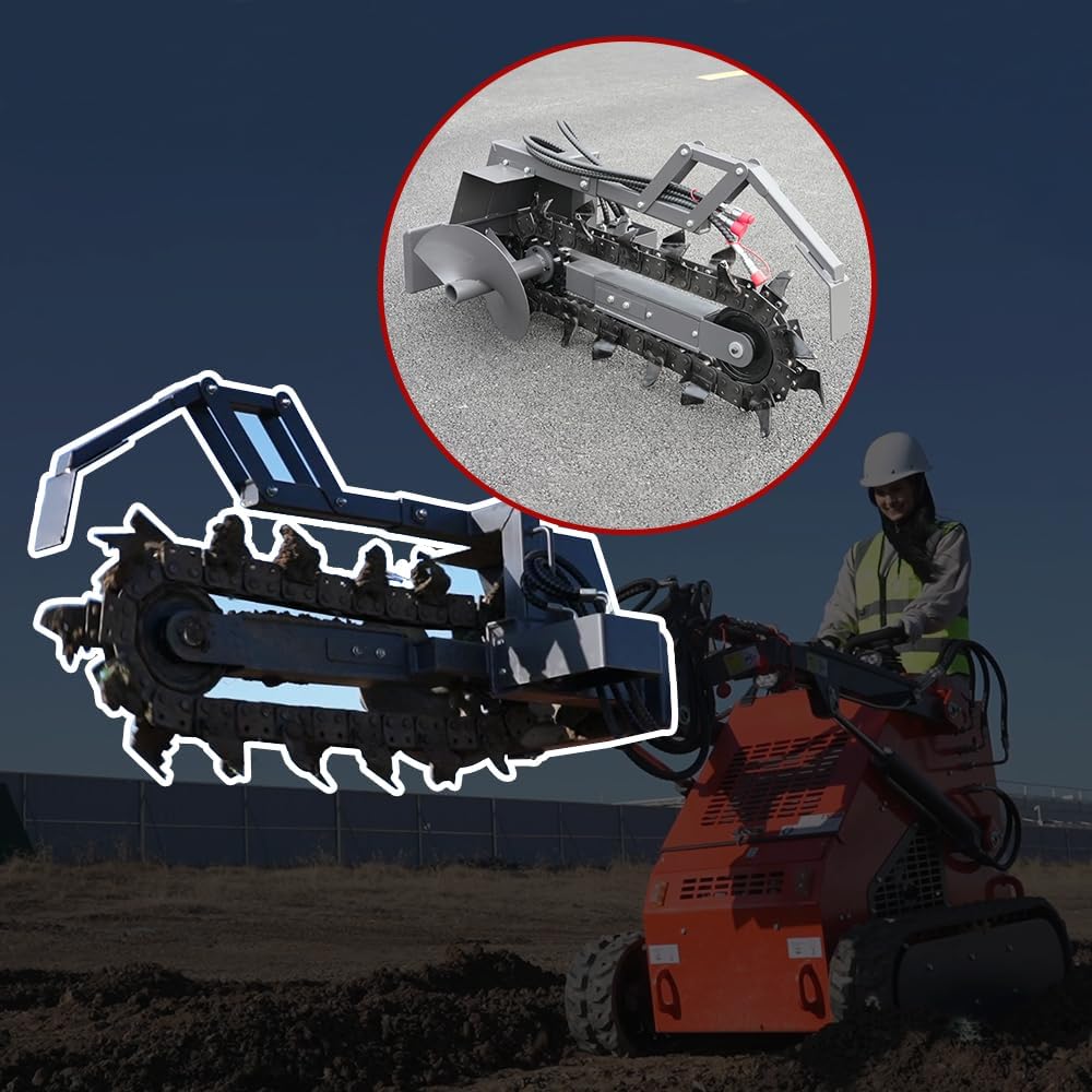 Trencher for Skid Steer Loaders Attachment Heavy Duty, Ideal for Pipeline Laying, Cable Installation & Landscaping
