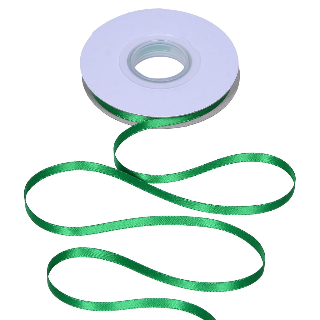 Green Double Faced Satin Ribbon 1/4 Inch Continuous 25 Yards