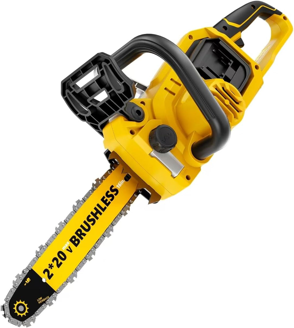 40V(20V*2) 16" Brushless Chainsaw Cordless, Electric Chainsaw Fully Compatible with DeWalt 20V MAX, Auto-Oiling