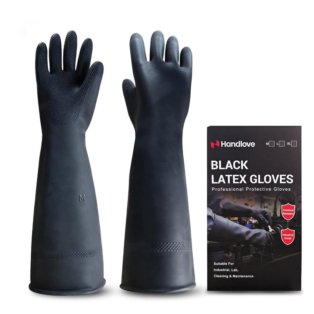 Heavy Duty Chemical Resistant Latex Gloves,18-Inch,Medium,1 Pair