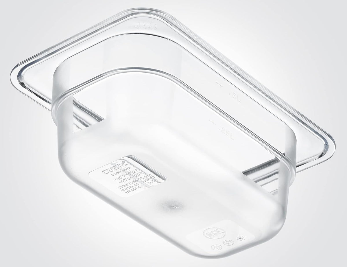 6-Pack 1/9 Size 2.5" Deep NSF Polycarbonate Food Pans | Dishwasher & Freezer Safe Clear Container for Prep Tables