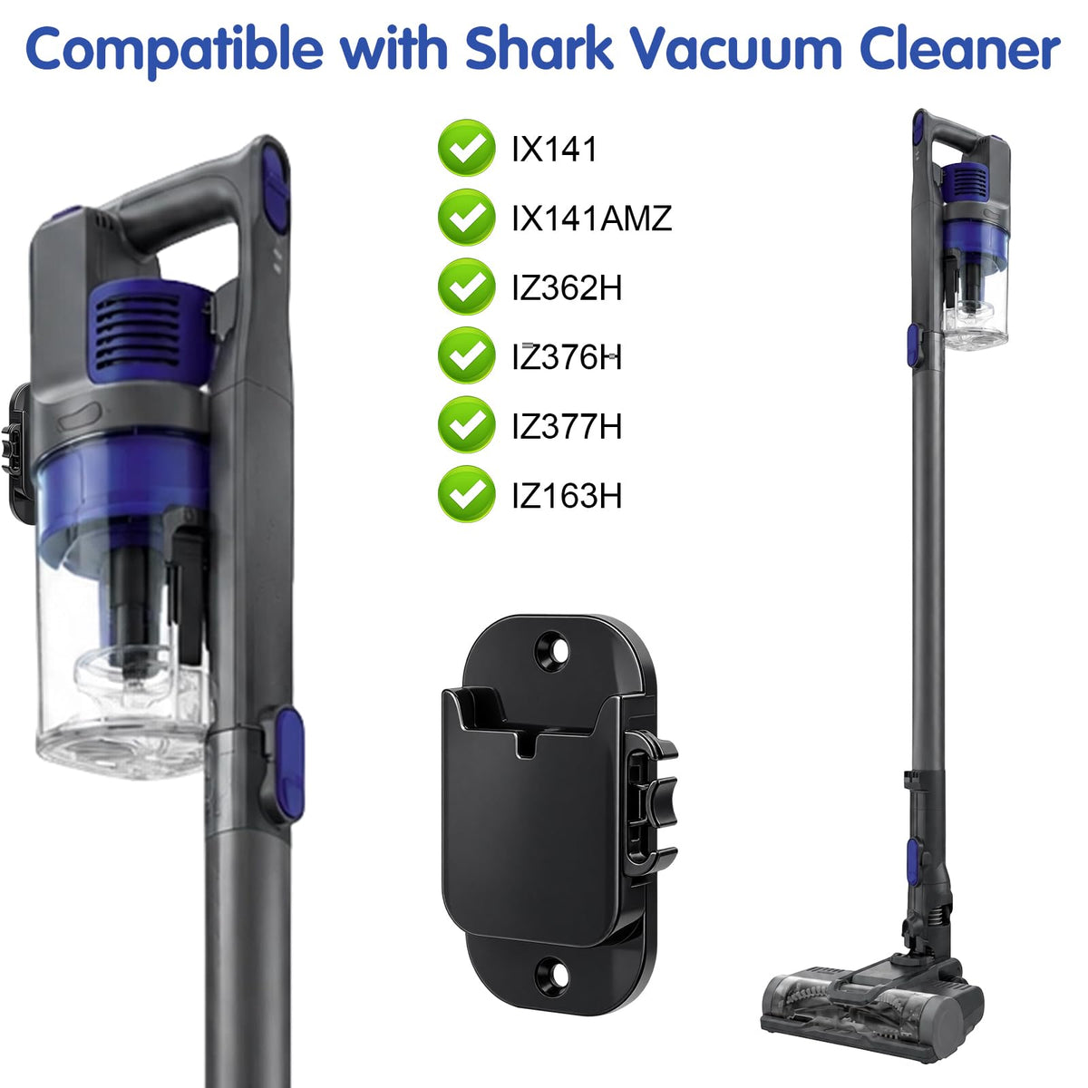 Wall Mount Holder with Cable Clip for Shark Cordless Stick Vacuum