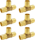 Hooshing 6 Pack 3/4 Inch PEX Tee Fittings Solid Brass Crimp Fitting