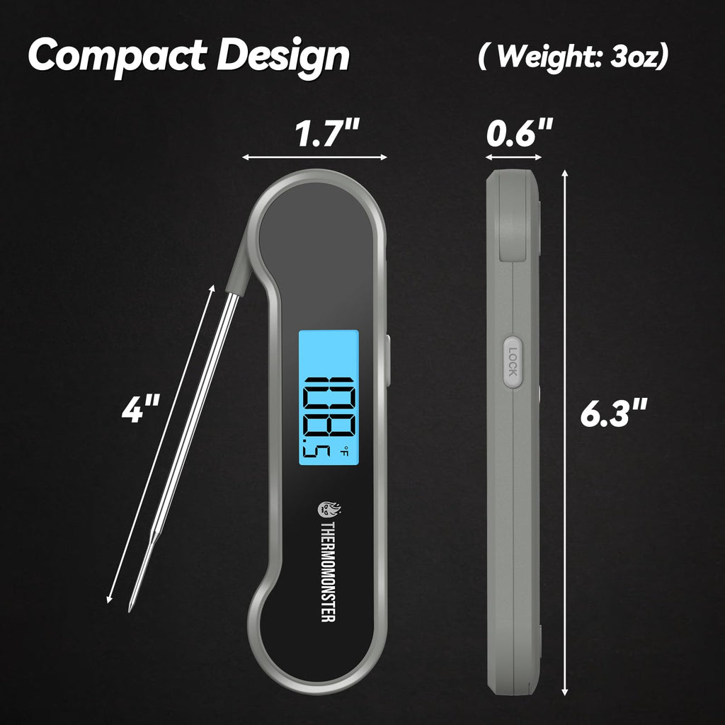 0.5 Sec Instant Read Meat Thermometer Digital for Cooking, Grey