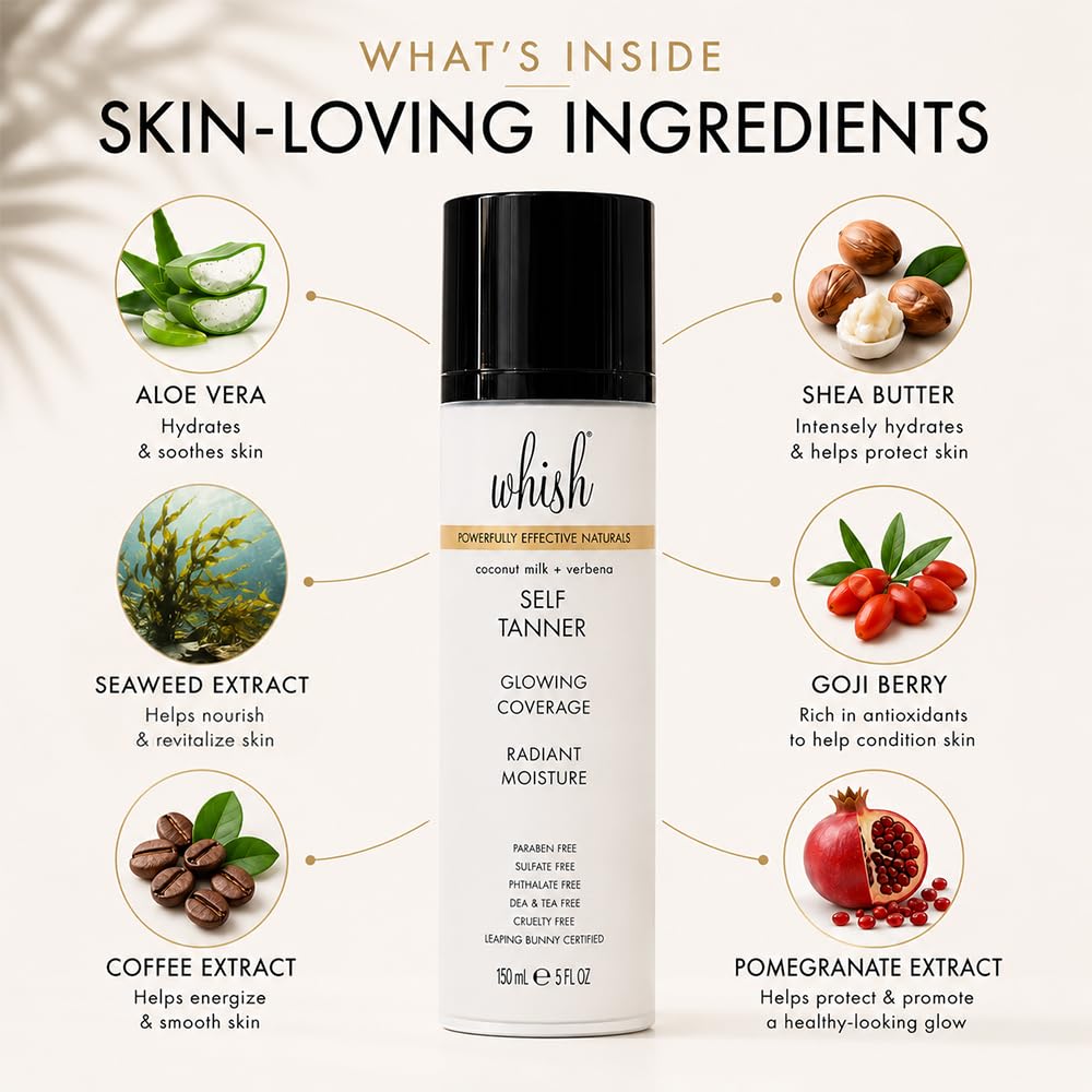 Gradual Self Tanner Lotion with Aloe & Shea Butter | Streak-Free Glow | Sunless Tanning Lotion for Natural-Looking