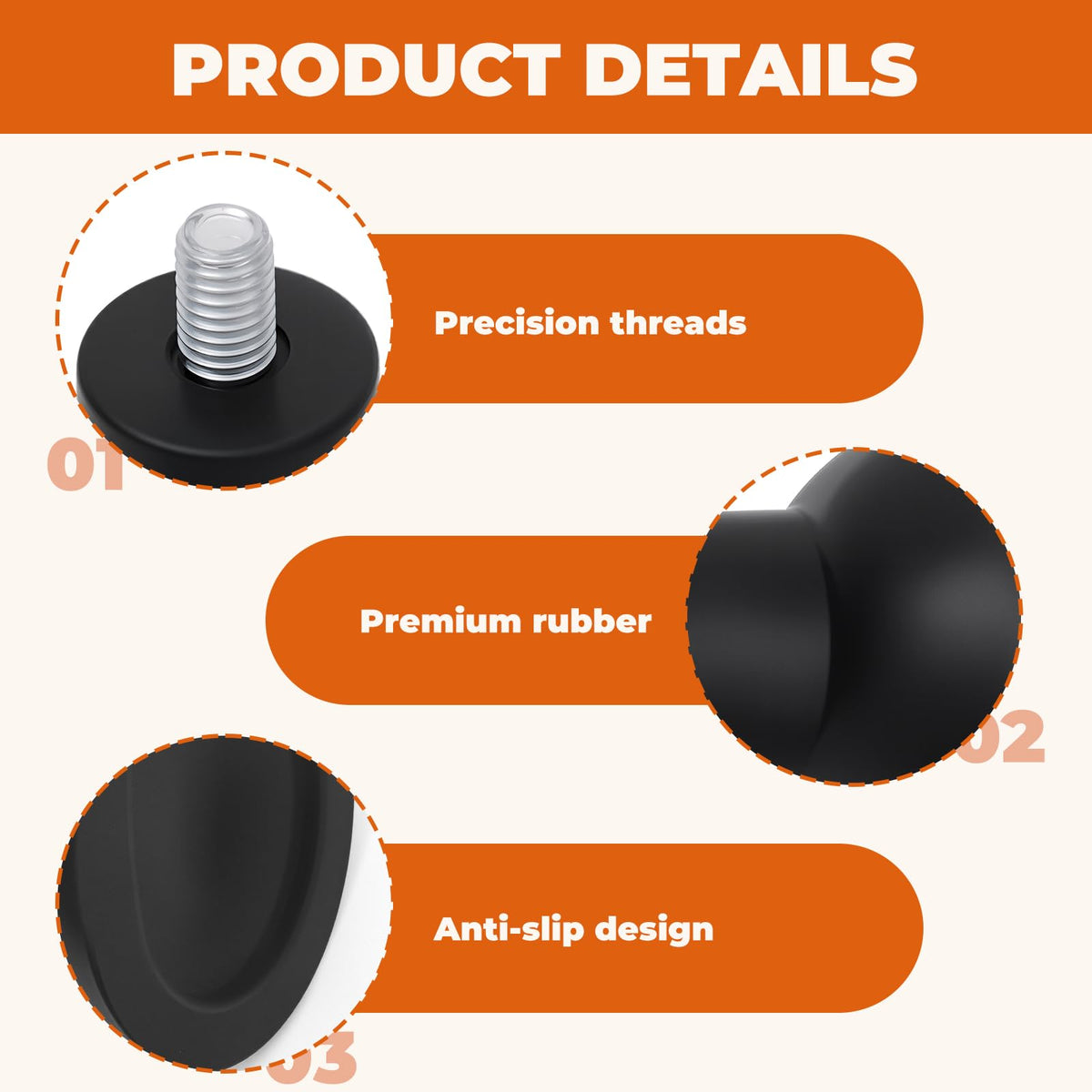 01-40829E-00093 Slicer Rubber Feet, for Berkel Meat Slicer Machine - 4 PCS