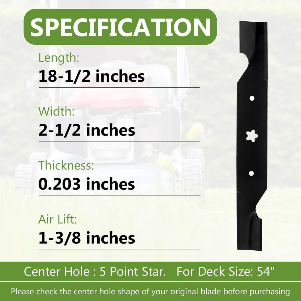 187256 532187256 High Lift Blades for Husqvarna Z254 MZ54 RZ5424 RZ5426 LGT2554 LGT2654 YTH2454 YTH24V54 YTH26V54