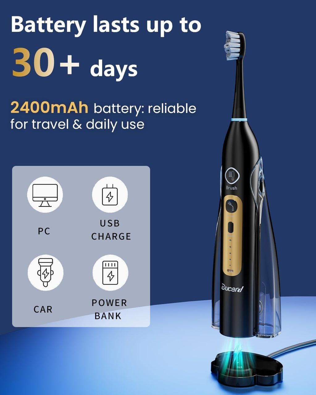 Electric Toothbrush with Water Flosser Combo, 3-in-1 Flossing Toothbrush, Cordless & Rechargeable for Travel, Braces