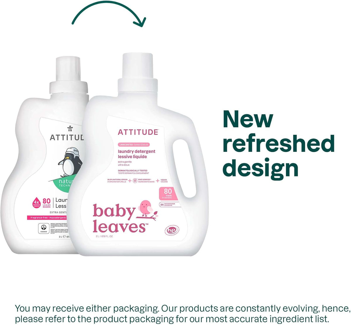 ATTITUDE Baby Laundry Detergent, Dermatologist Tested, Unscented, 80 Loads
