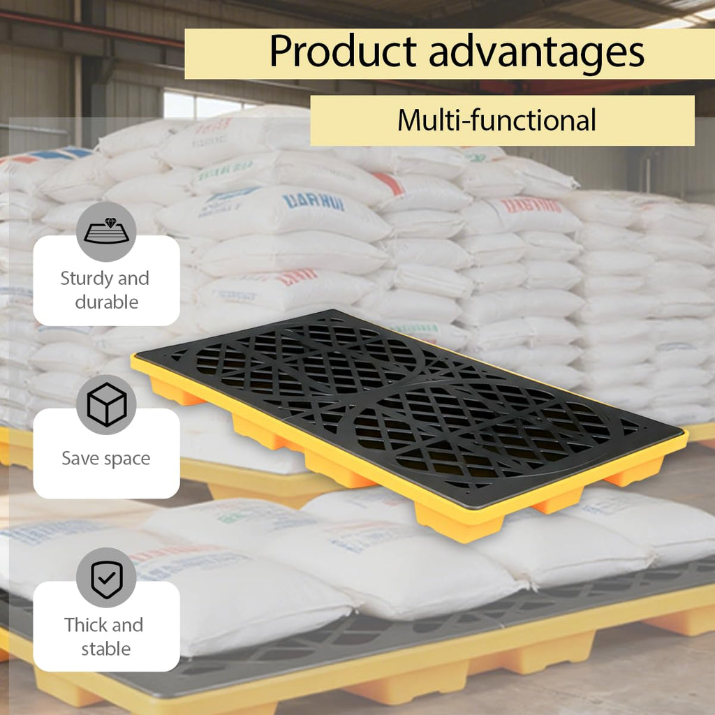 2Pcs 2-Drum Modular Platform Spill Containment Trays,48x24x4 Inch