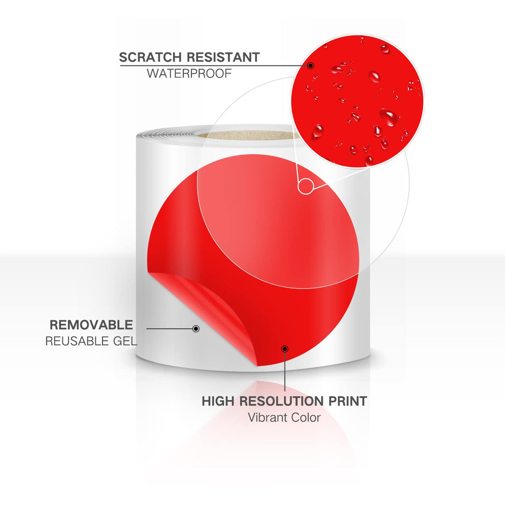 Red Dot Shaped Floor Marking Tape 3.5 Inch Vinyl Sticker 200 PCS