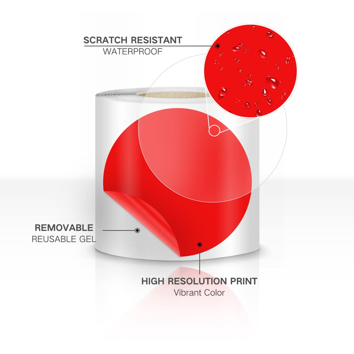 Red Dot Shaped Floor Marking Tape 3.5 Inch Vinyl Sticker 200 PCS