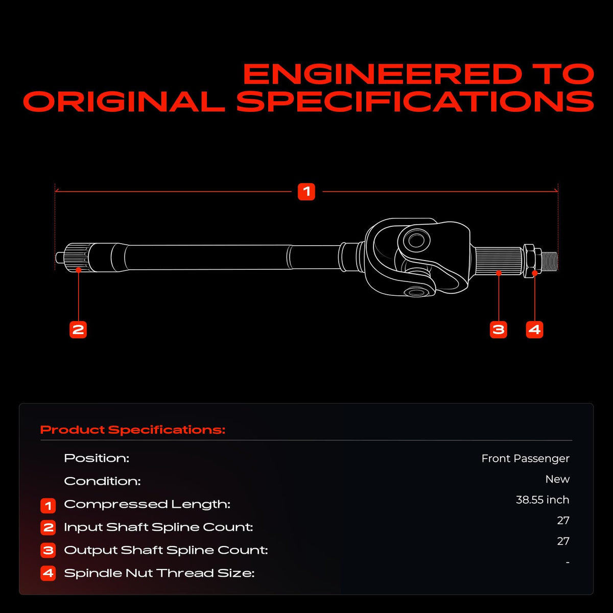 A-Premium Front Right Passenger Side CV Axle Shaft for Jeep