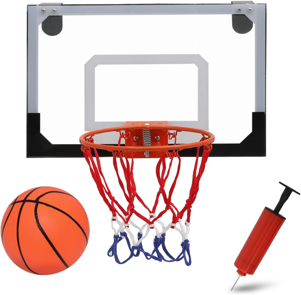 Mini Basketball Hoop Indoor, Over The Door Small Basketball Hoop Backboard with 1 Balls and Pump for Youth and Adults