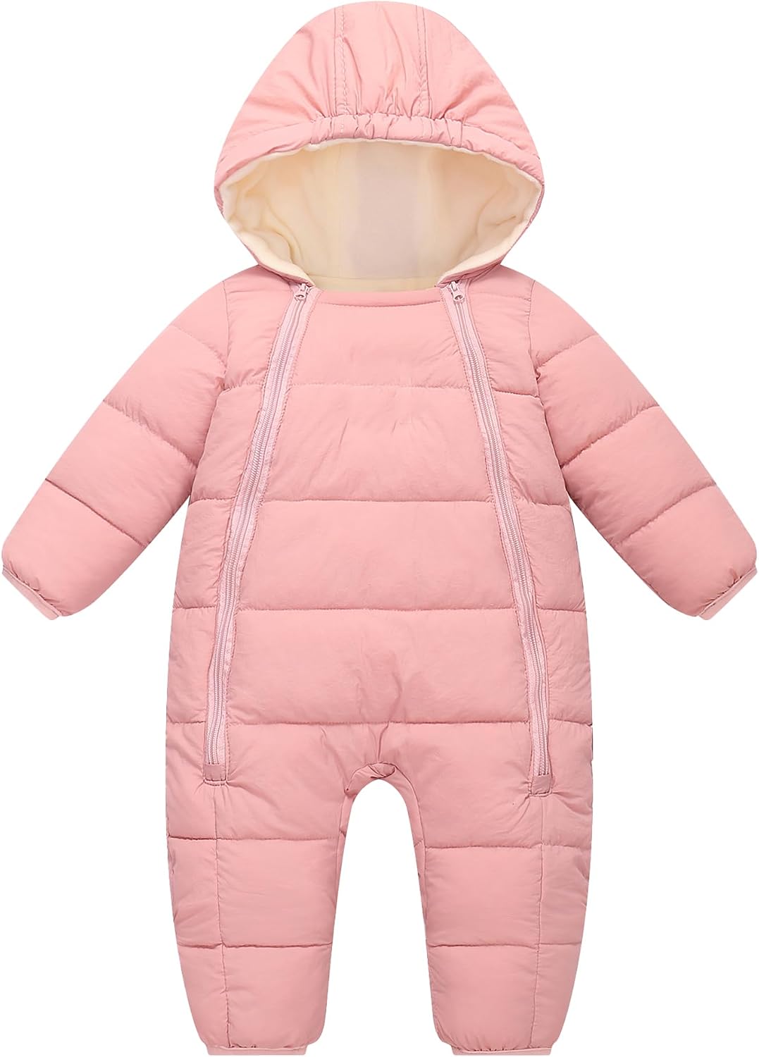 Newborn Baby Girls Boys Snowsuit Toddler Winter Coat Warm Hooded Infant Double Zipper Romper One Piece Puffer Coat