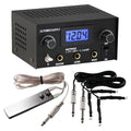Dual Digital Tattoo Power Supply with Foot Pedal and 2 Clip Cords, Black Color