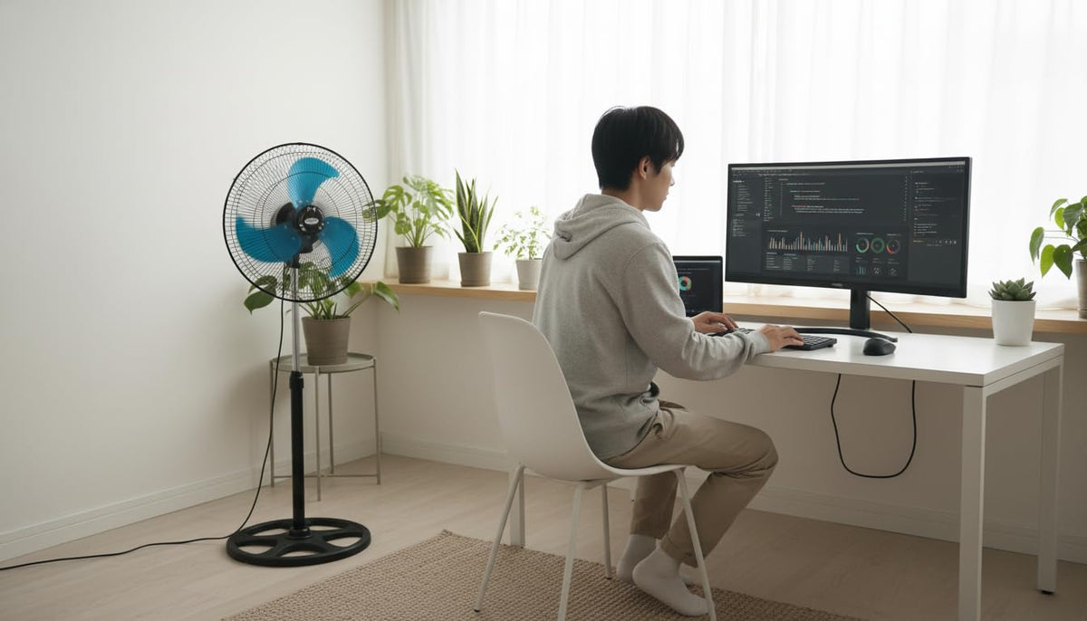 Stand Fan, 3-Speed, 3 Aluminum Blades, Lightweight Design, Powerful Airflow