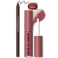 Rose Pink Lip Kit with Nourishing Lip Gloss&Brown Lip Liner Combo | Moisturizing High Shine Finish for Juicy Volume